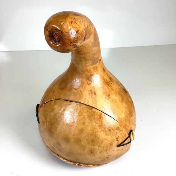 Large Hand Carved African Folk Art Nativity Scene Gourd Seashells Door Clasp - Picture 6 of 8